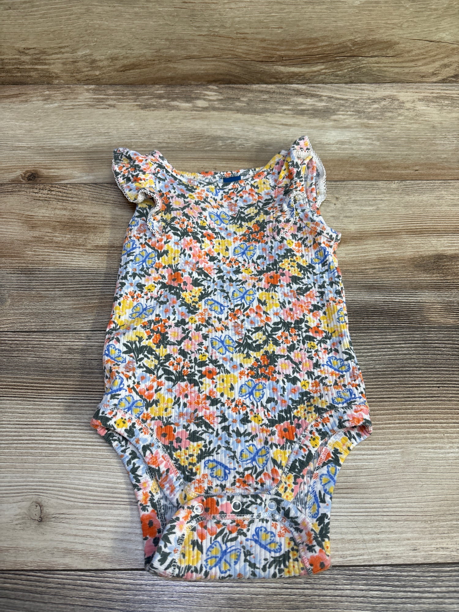 Old Navy Floral Ribbed Bodysuit White sz 18-24m