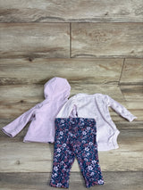 NEW Just One You 3pc Full Zip Floral Hoodie & Bottoms Set Lilac sz 3m