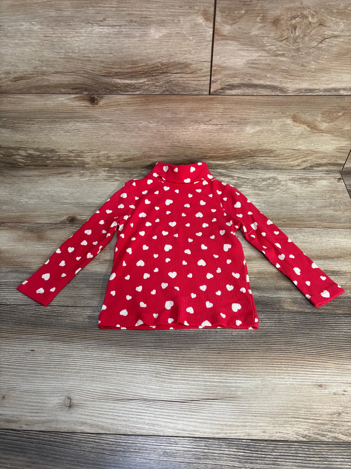 Old Navy Ribbed Heart Print Turtle Neck Shirt Pink sz 2T