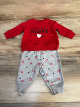 NWOT Just One You 2pc Stole Your Heart Sweatshirt & Bottoms Set Red sz 3m