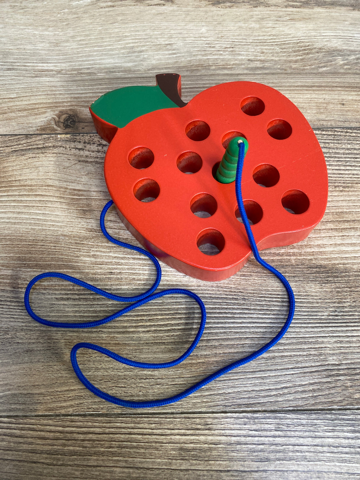 Wooden Apple Lacing Toy Red