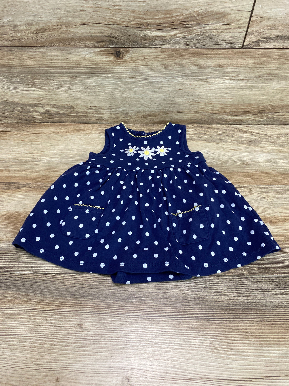 Little Me Polka Dot Bodysuit Dress Navy sz 12m