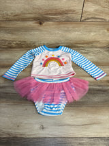 MudPie 2pc Striped Rashguard Swimsuit Blue sz 24m-2T - Me n Mommy To Be