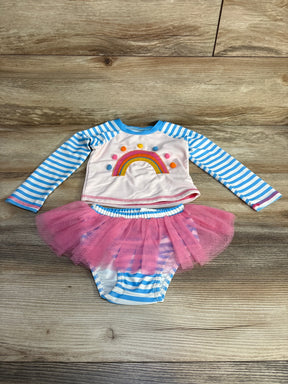 MudPie 2pc Striped Rashguard Swimsuit Blue sz 24m-2T - Me n Mommy To Be