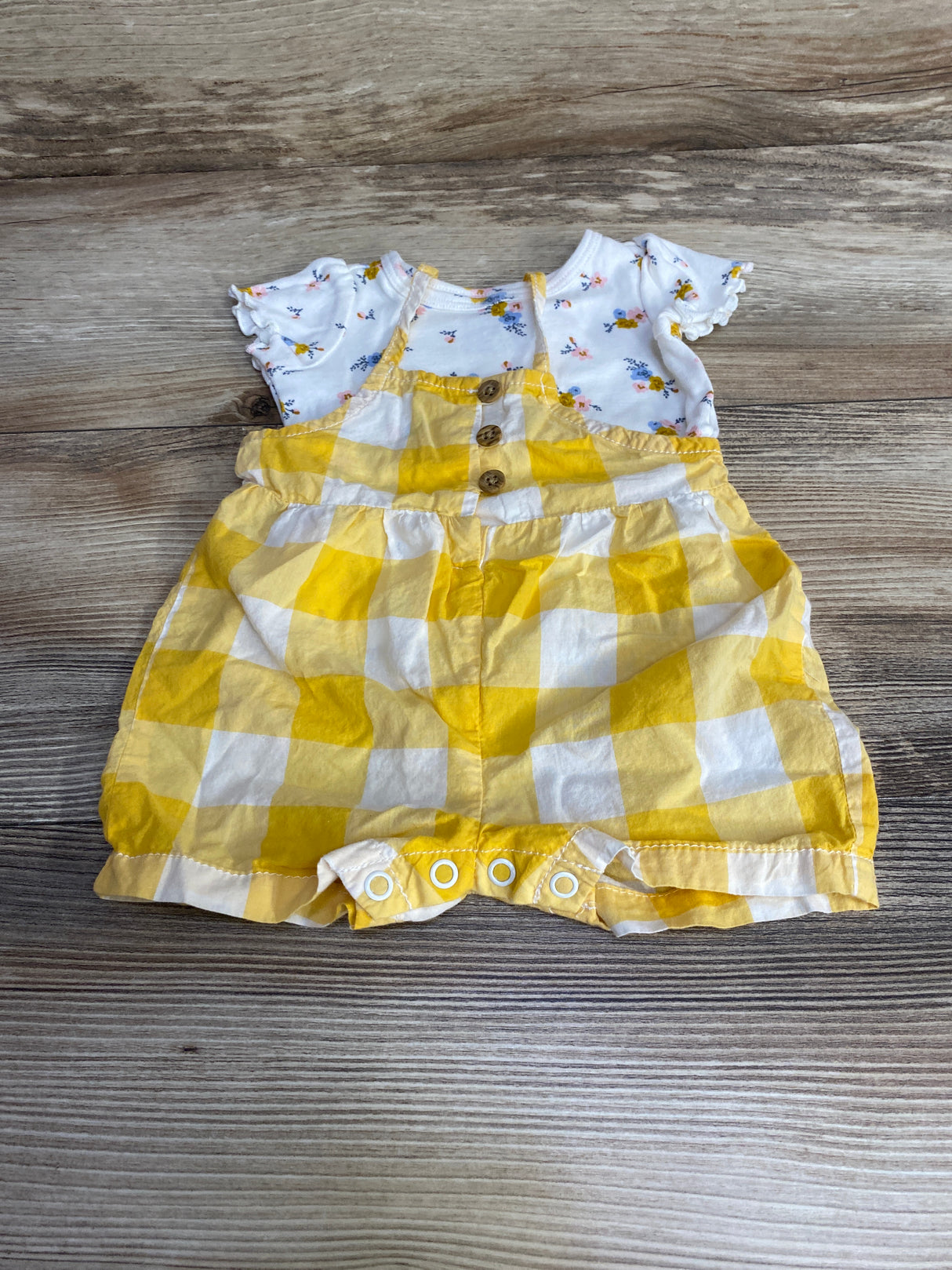 Carter's 2pc Shirt & Gingham Romper Yellow sz Newborn