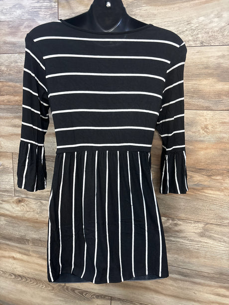 Pink Blush Striped Peplum Ruffle Top Black sz Small - Me n Mommy To Be