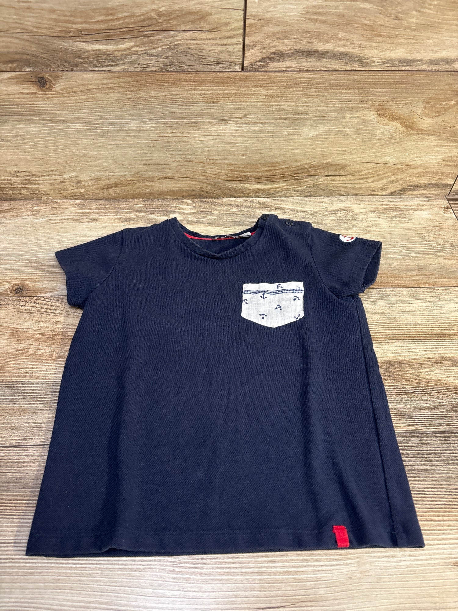 Patachou Anchor Print Pocket Shirt Navy sz 5T