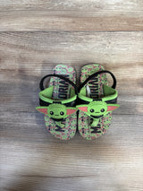 Star Wars Mandalorian Grogu Flip Flops Green sz 7/8c