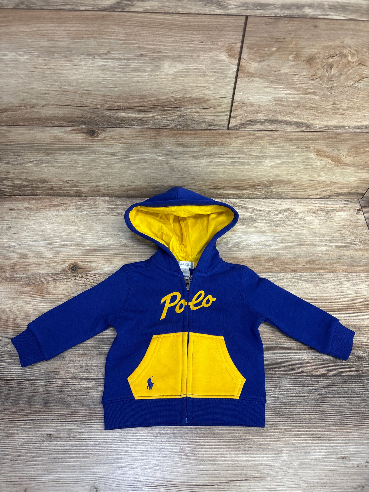 Ralph Lauren Logo Fleece Full-Zip Hoodie Blue sz 6m