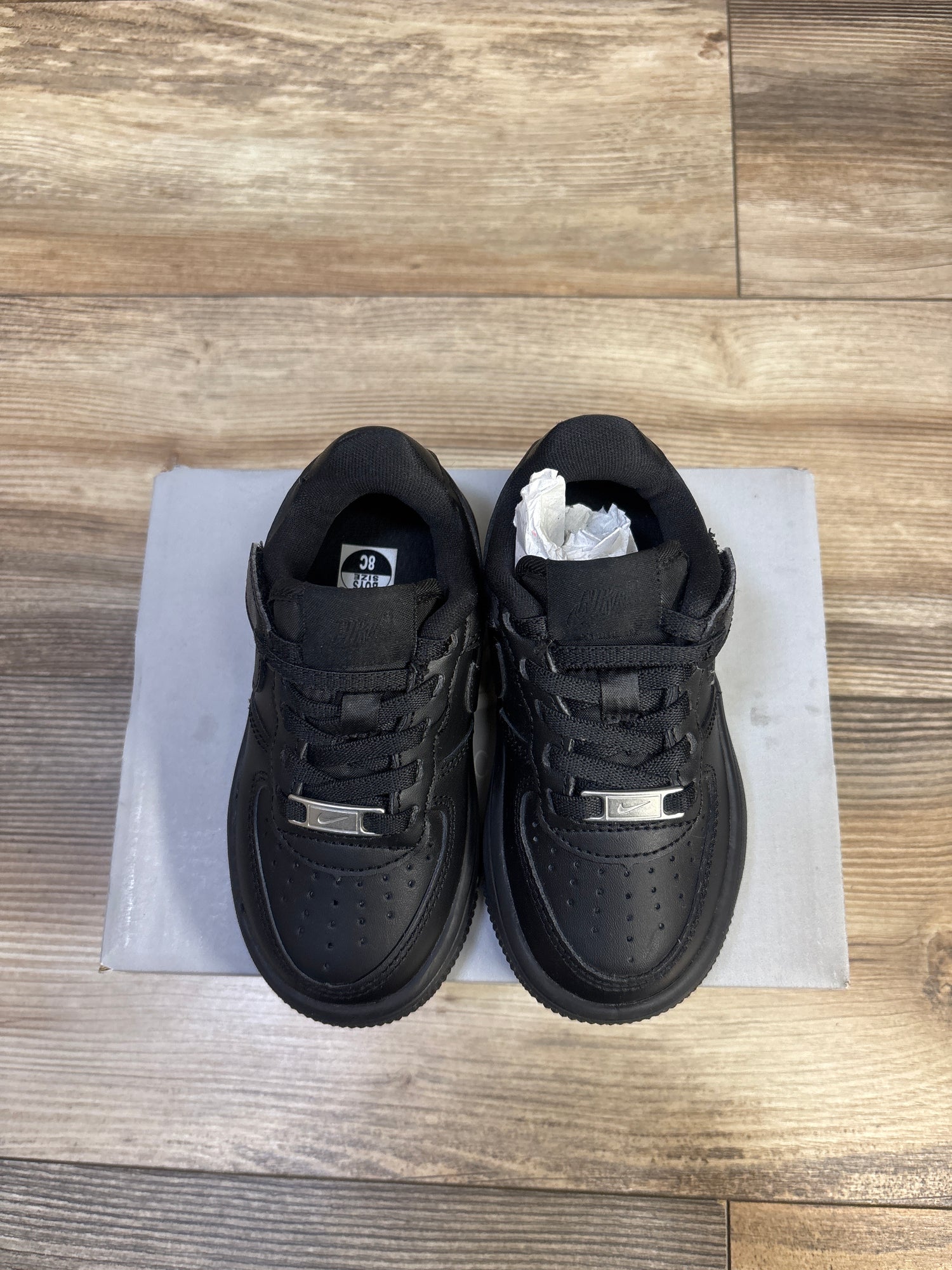NEW Nike Force 1 Low EasyOn PS 'Triple Black' Sneakers sz 8c