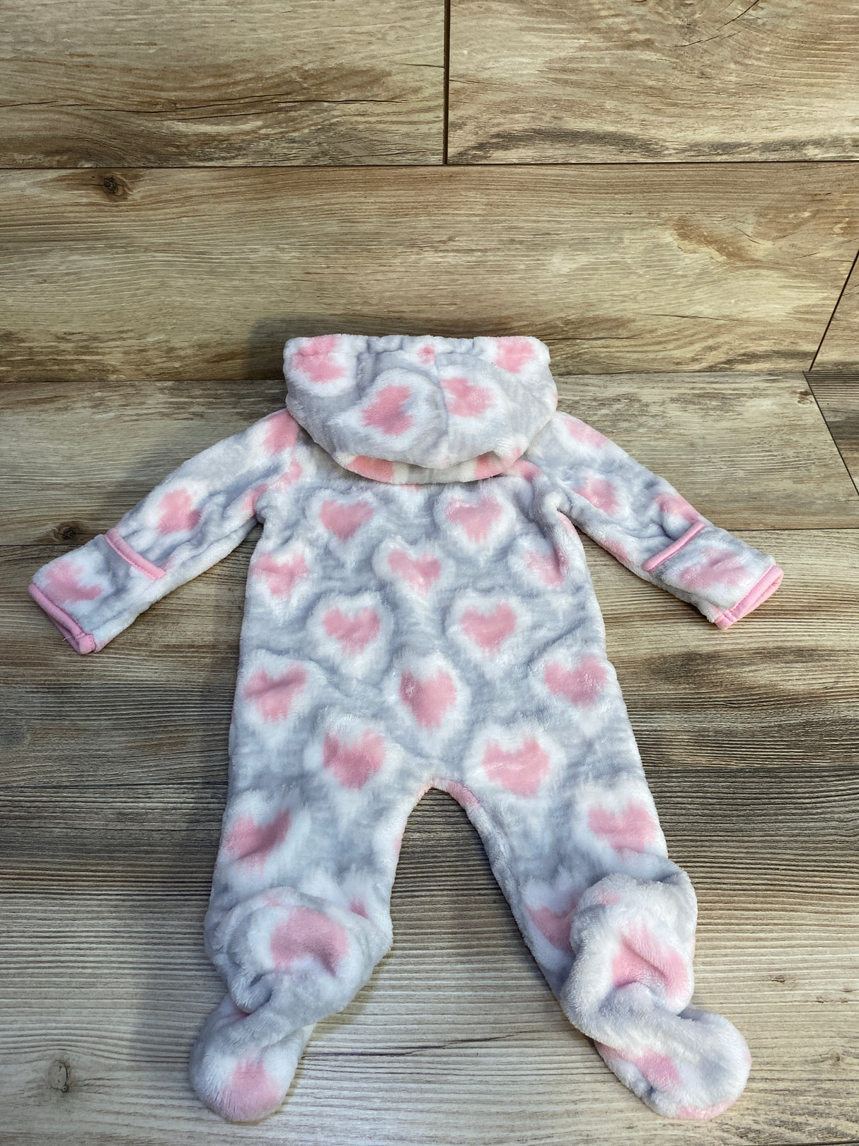 Little Beginnings Fleece Heart Print Bunting Grey sz 0-3m