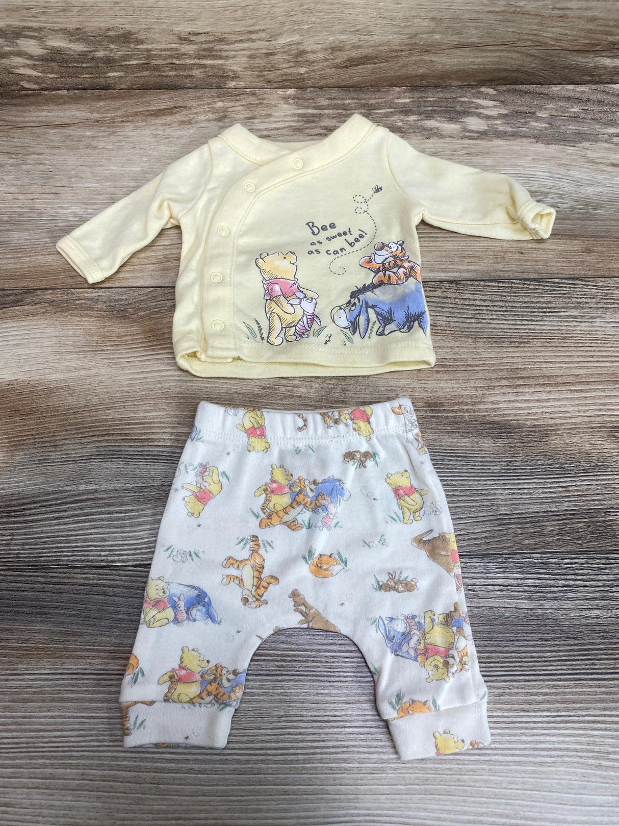 Disney Baby 2pc Winnie The Pooh Kimono Shirt & Pants Yellow sz Preemie