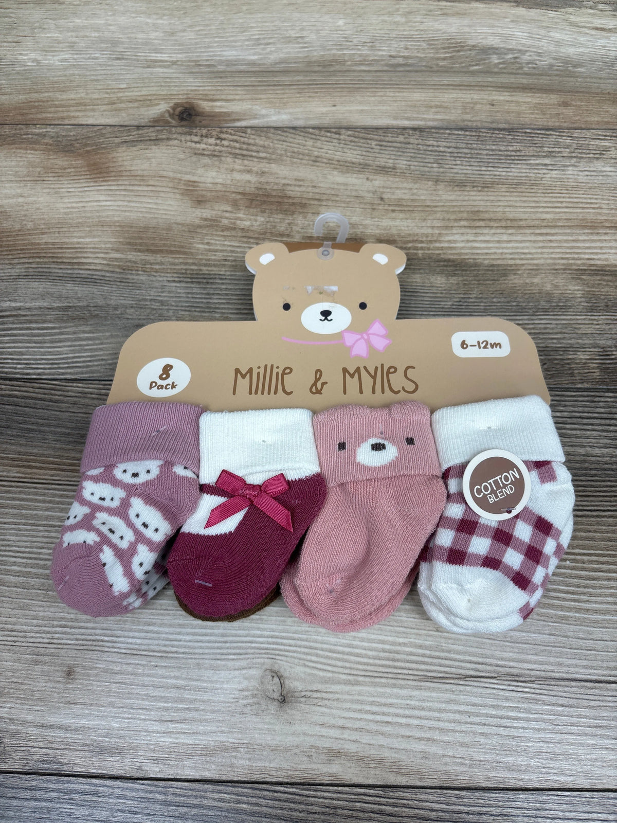 NEW Millie & Myles 8pk Cotton Blend Socks Pink sz 6-12m