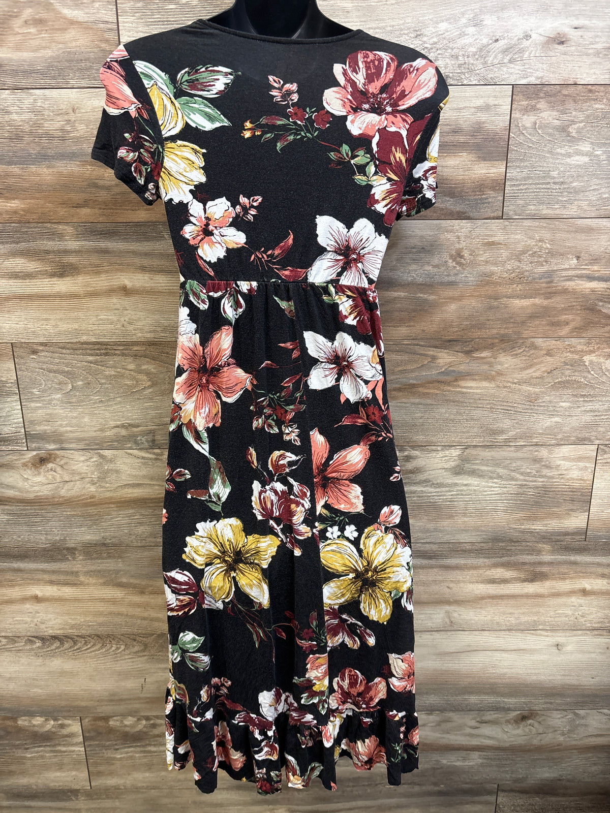 Beerunig Maternity Floral V-Neck Dress Black sz Small