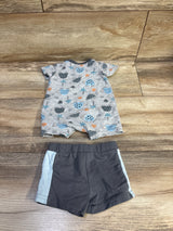 Max & Marcus 2pc Shortie Romper & Shorts Set Grey sz 0/3m