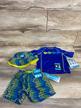 NEW Beach Bros 3pc Rashguard & Swim Trunks Set Blue sz 2T