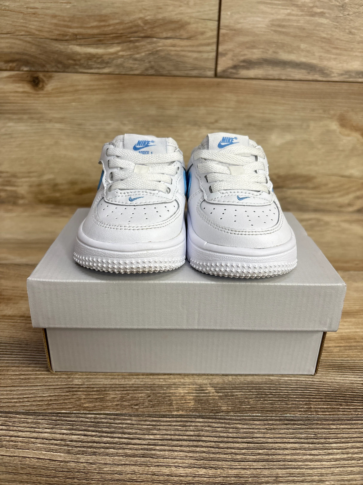 Nike Force 1 Low EasyOn TD 'White Blue Beyond' Sneakers sz 4c