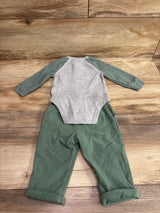 Oshkosh 2pc Waffle Knit Henley Bodysuit & Pants Set Green sz 6m