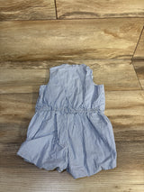 Janie & Jack Striped Embroidered Shortie Romper Blue sz 12-18m