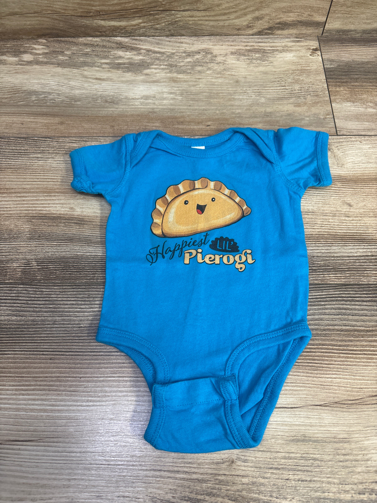 Rabbit Skins Happiest Lil' Pierogi Bodysuit Blue sz 6m