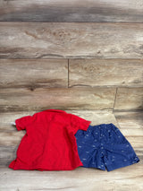 NEW OshKosh 2pc Button Up Top and Woven Shorts Set Red sz 2T