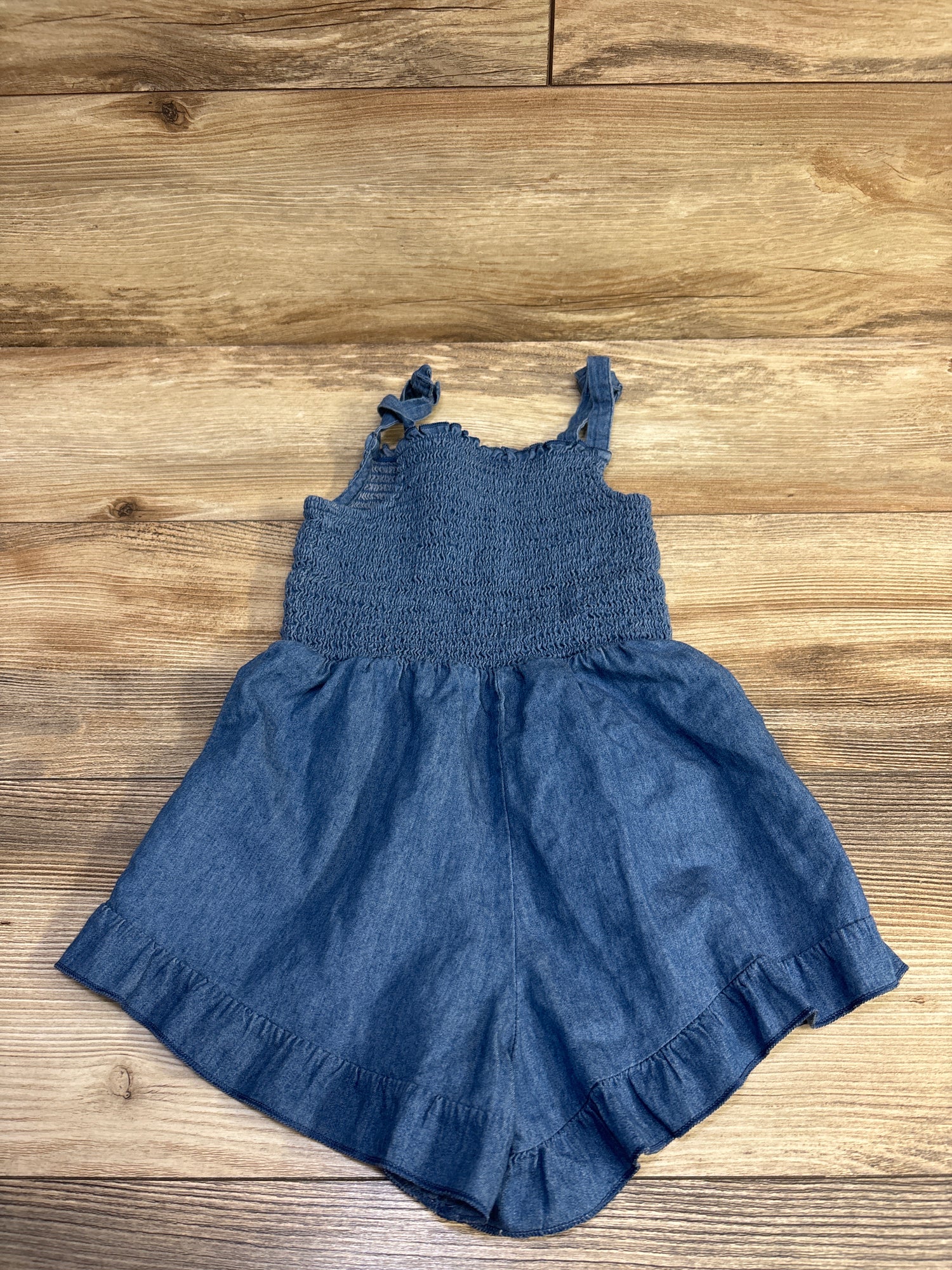 Smocked Chambray Shortie Romper Blue sz 5T