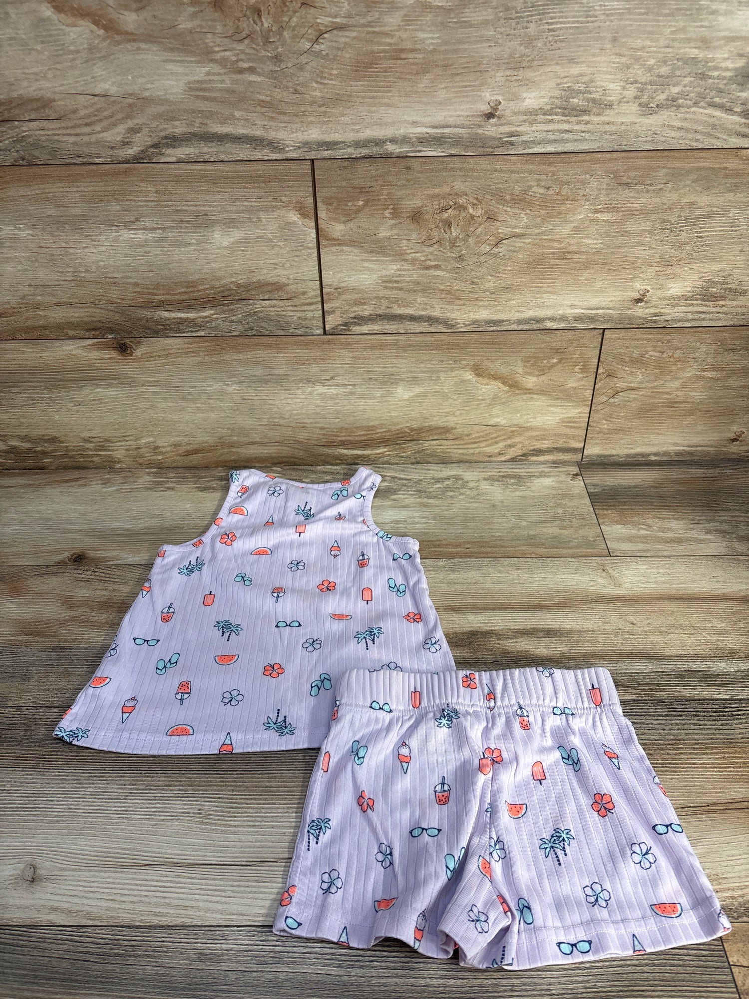 Cuddl Duds 2pc Ice Cream Henley Pajama Set Purple sz 4/5T