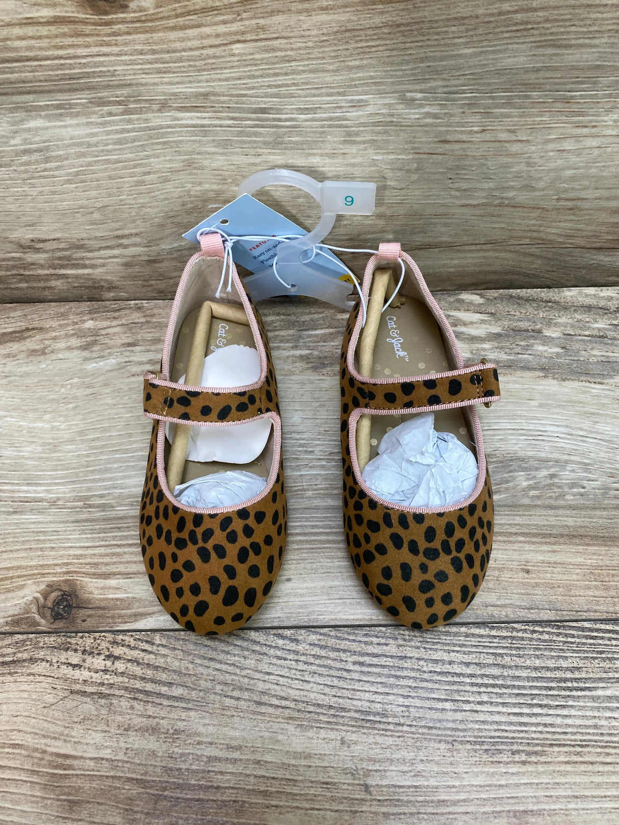 NEW Cat & Jack Addy Ballet Flats Cheetah Print Tan sz 9c