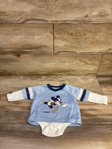Disney Baby Mickey Mouse Jersey Layered Waffle Knit Bodysuit Blue sz 6/9m