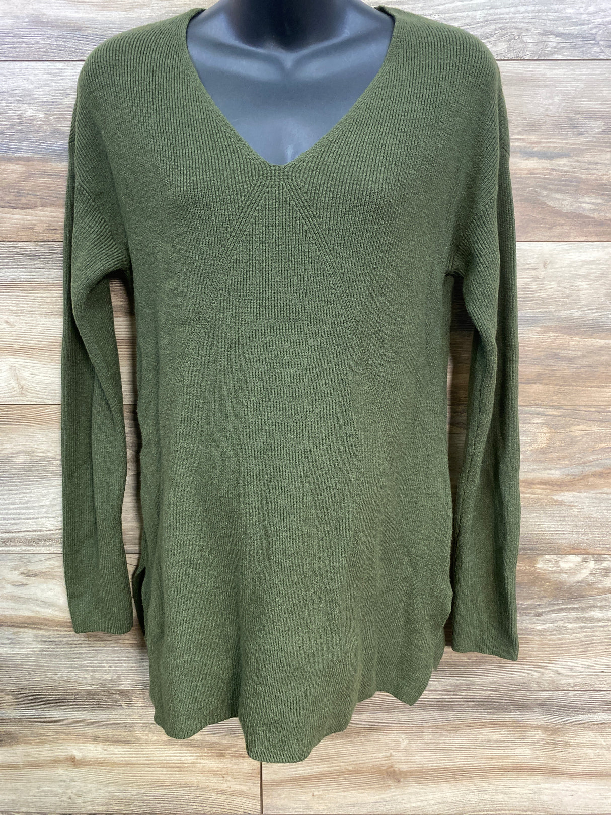 Isabel Maternity Rib Knit Long Sleeve Shirt Green sz Small
