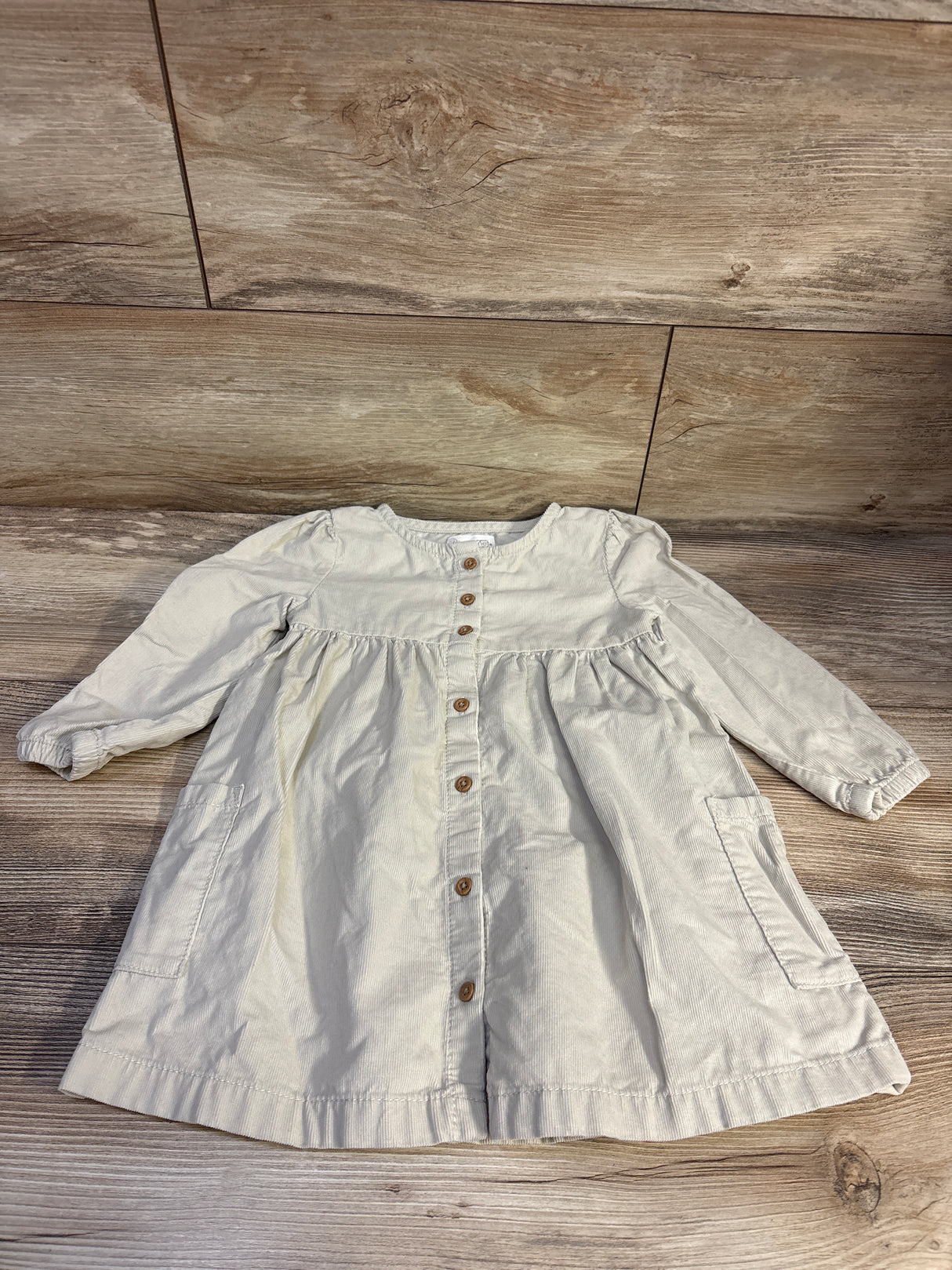 Little Planet Button-Front Long Sleeve Dress Ivory sz 2T