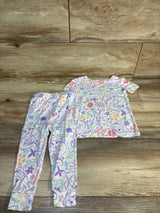 NEW Disney Princess 2pc Short Sleeve Viscose Snug Fit Pajama Set White sz 2T