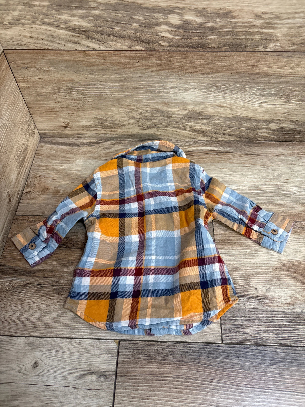 First Impressions Plaid Button Up Shirt Yellow sz 0-3m