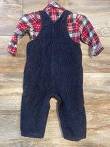 Just One You 2pc Flannel Shirt & Corduroy Overalls Black/Red sz 12m