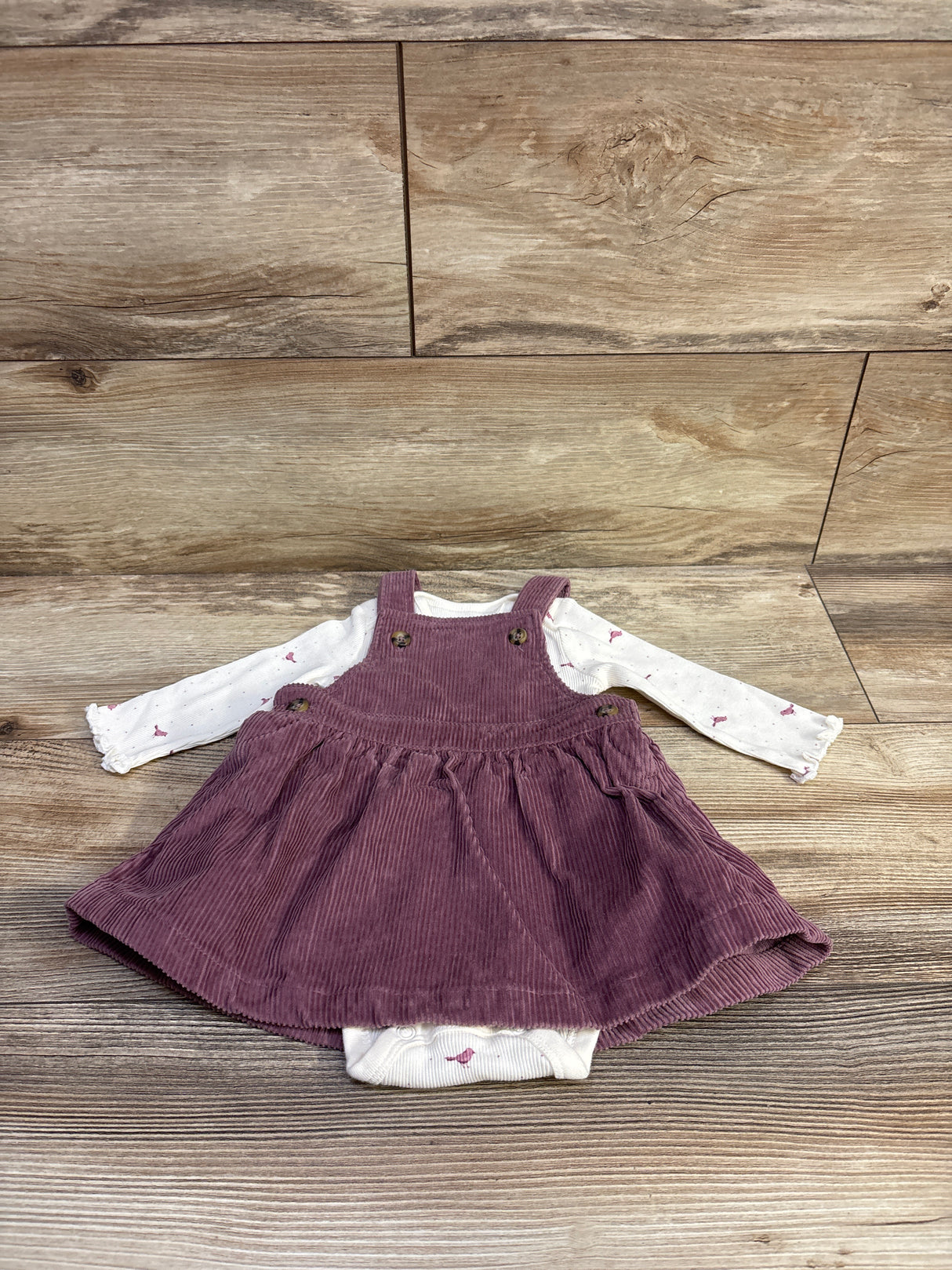 Just One You 2pc Ribbed Bodysuit & Corduroy Skirtall White sz 6m