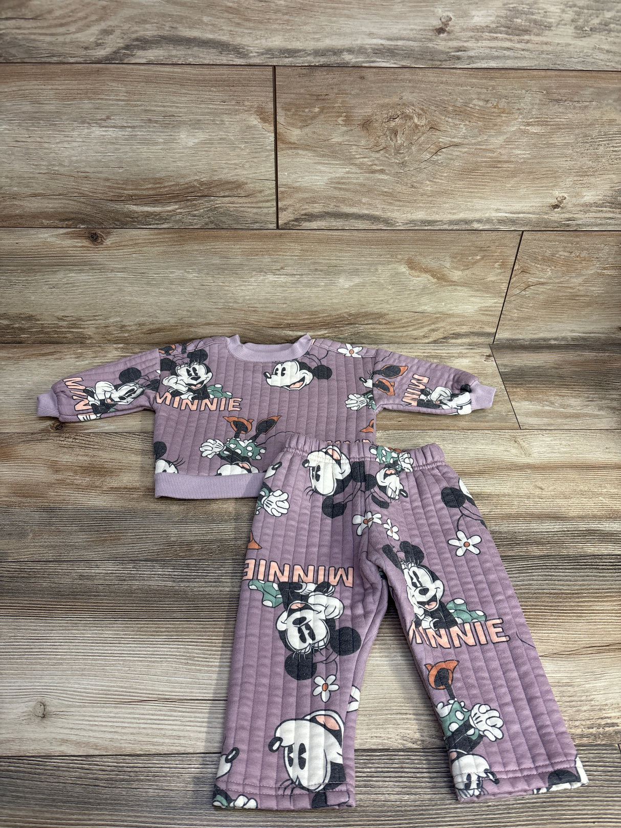 Disney Baby 2pc Ribbed Minnie Mouse Sweatshirt & Joggers Mauve sz 12m