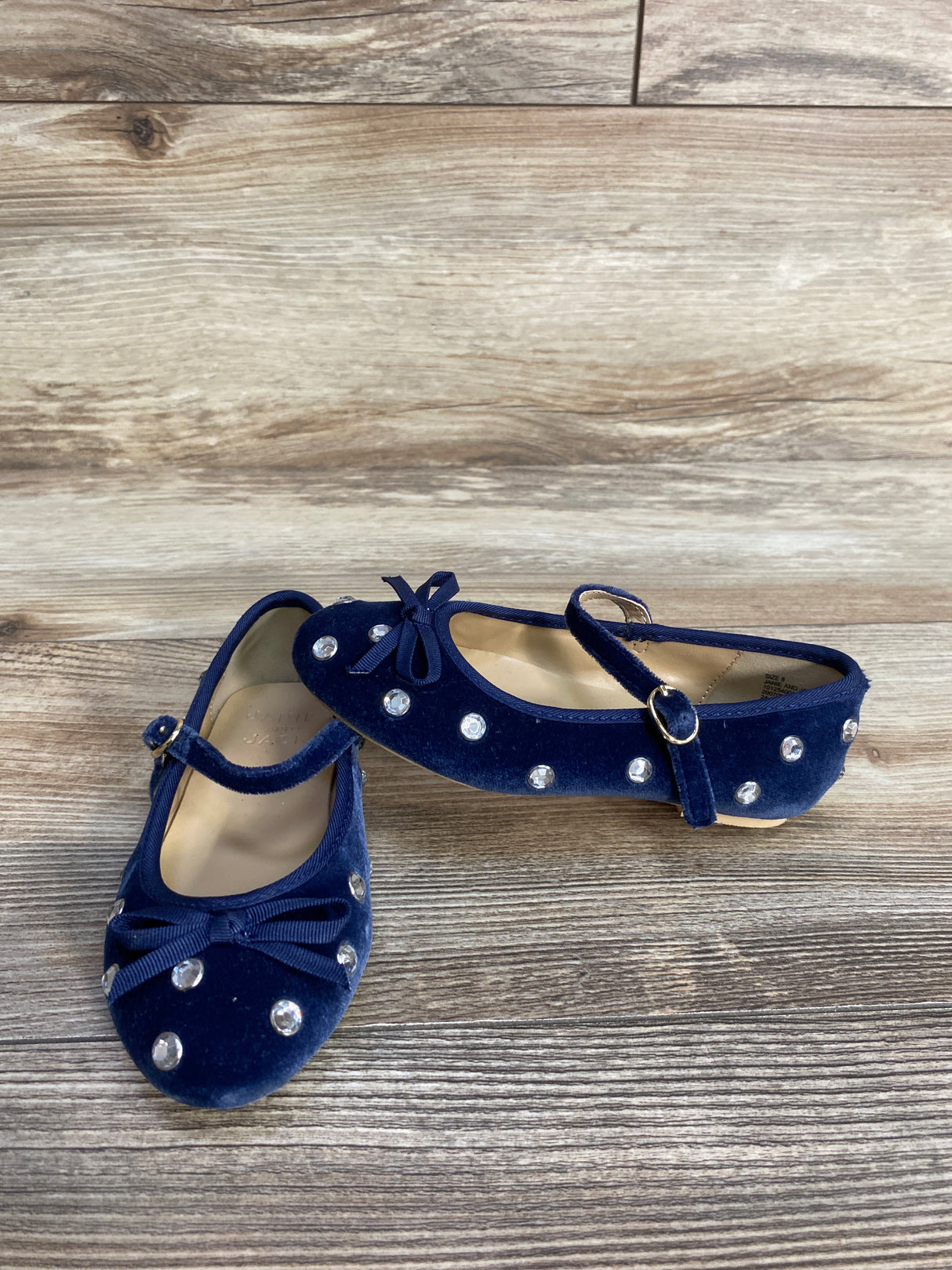 Janie & Jack Velvet Jewel Ballet Flats in Dark Marine sz 8c