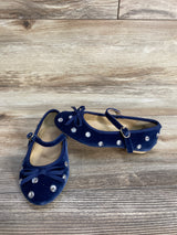 Janie & Jack Velvet Jewel Ballet Flats in Dark Marine sz 8c