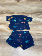 Old Navy 2pc Shark Print Shirt & Shorts Navy sz 0-3m