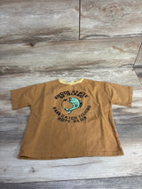 Zara Fishing Club Print Shirt Brown sz 4T