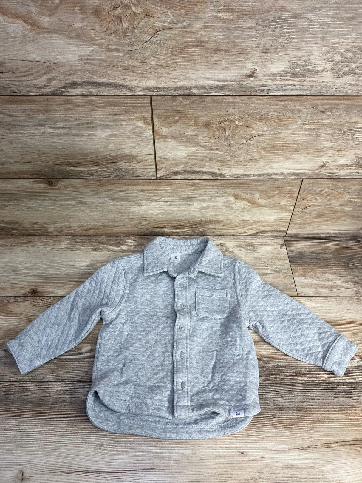 Baby Gap Quilted Button Up Shirt Grey sz 3T