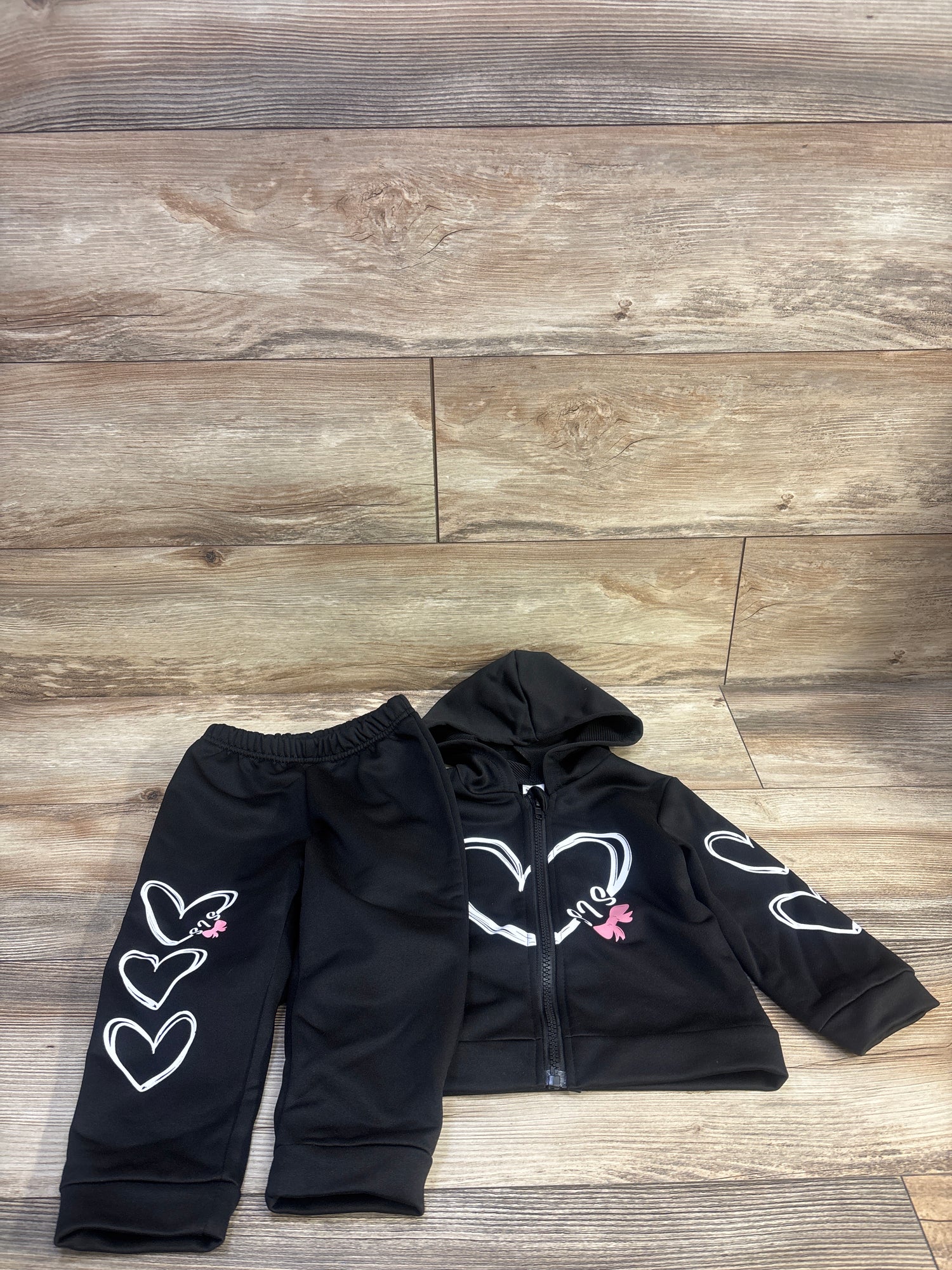 Shein 2pc Zip-Up Jacket & Pants Set Black sz 18-24m