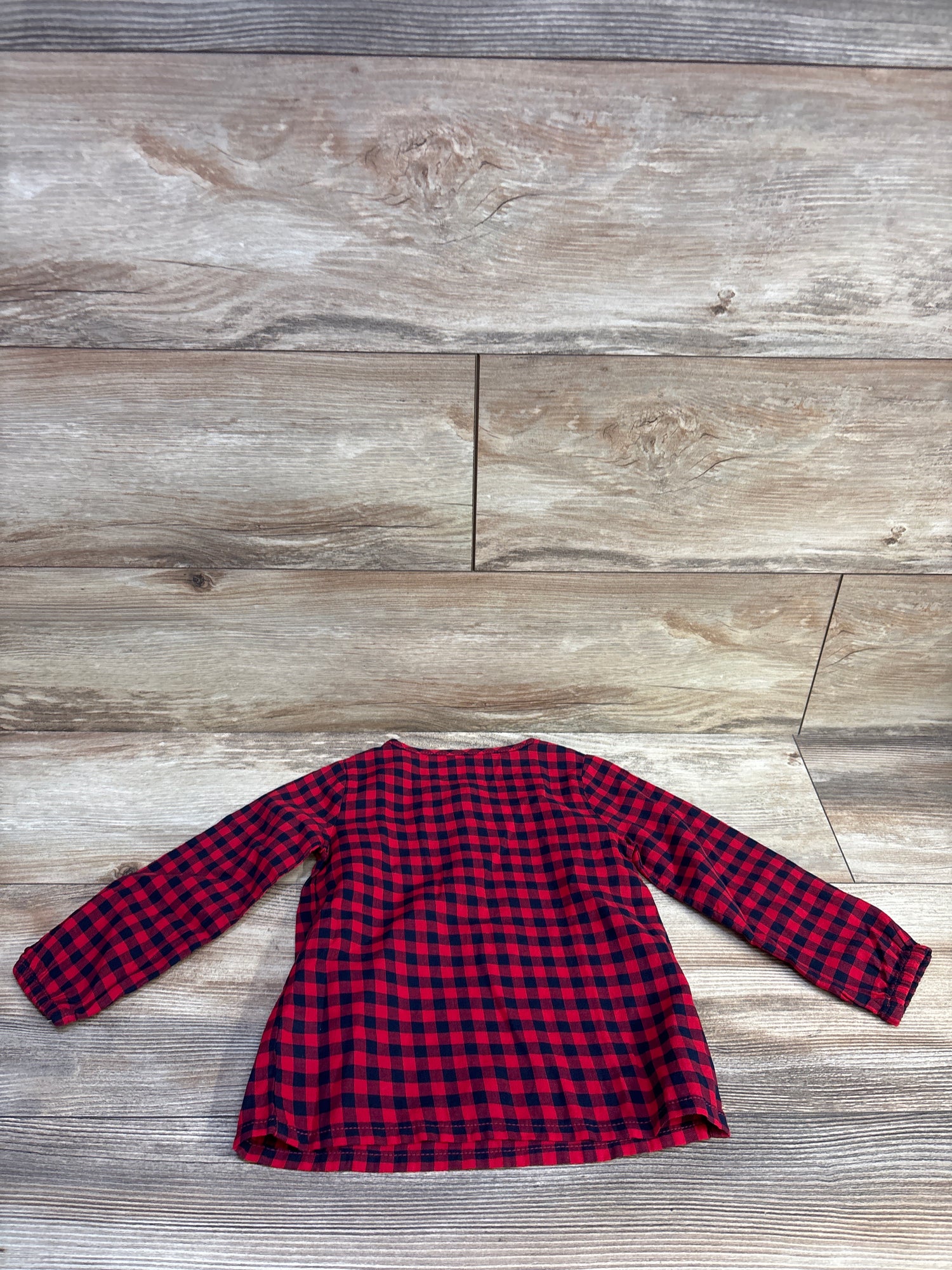 Oshkosh Buffalo Plaid Henley Shirt Red sz 2T
