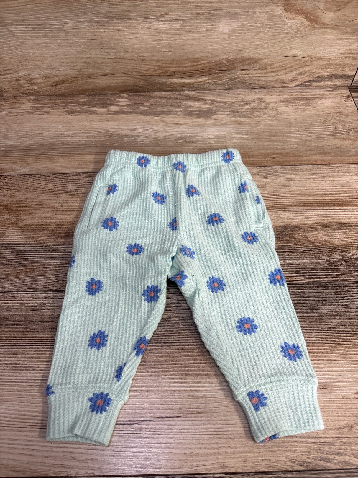 NEW Cat & Jack Floral Waffle Knit Pants Mint sz 12m
