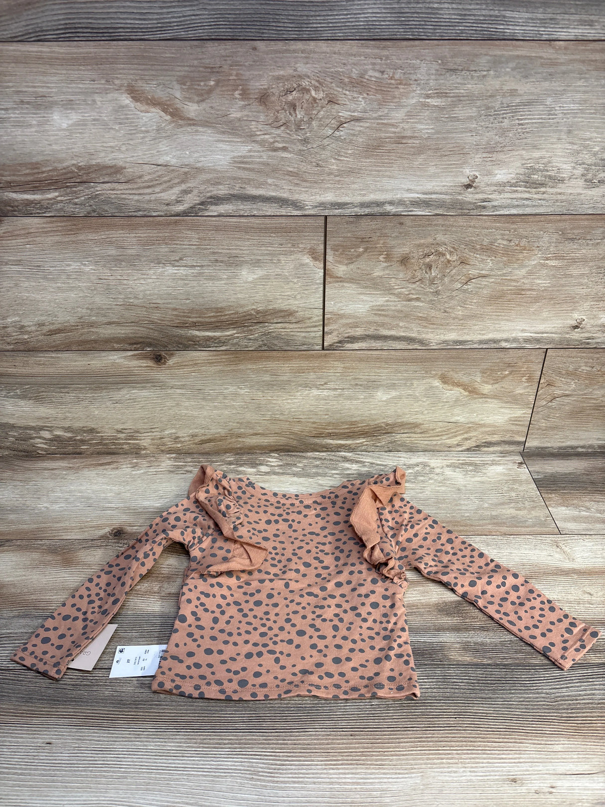 NEW Grayson Mini Ruffled Polka Dot Top Brown sz 2T