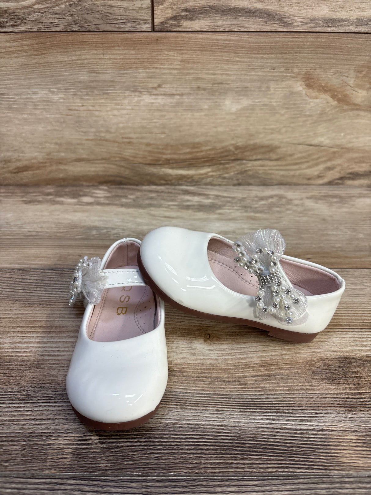 QSB Patent Leather Mary Jane Flats White sz 7c