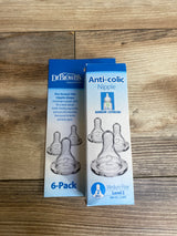 NEW Dr. Brown's Level 2 Narrow Baby Bottle Silicone Nipple, Medium Flow 6pk