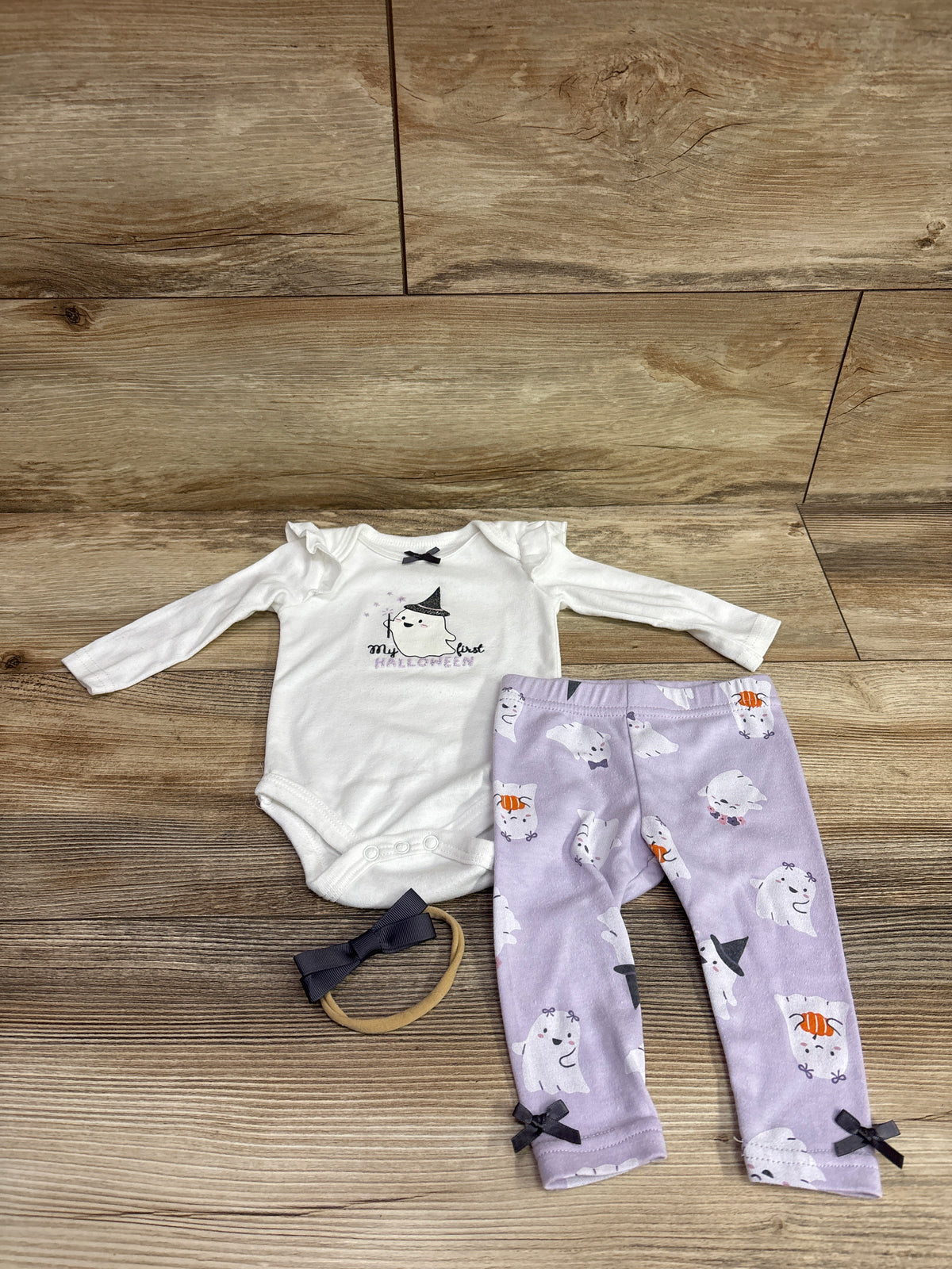 Lila & Jack 3pc My First Halloween Bodysuit & Pants Set White sz 3-6m