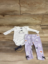 Lila & Jack 3pc My First Halloween Bodysuit & Pants Set White sz 3-6m