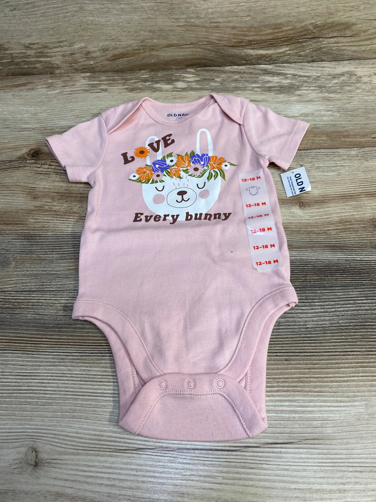 NEW Old Navy Love Every Bunny Bodysuit Pink sz 12-18m